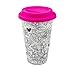 DCI Color Joy Adult Coloring Products, I Am Not A Paper Cup, Custom Travel Coffee Mug, Pink Lid, 12oz Capacity, Hearts Design, White, Ceramic, Spill-Proof
