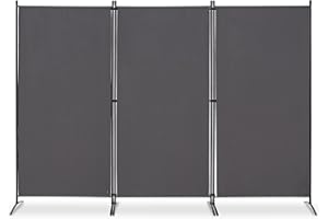 OUTGAVA 3 Panel Portable Room Divider Folding Partition Privacy Screen 6 FT Room Separator Freestanding Wall Divider for Office,Bedroom,102''W x 20''D x 71''H (Grey)
