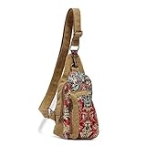 Dopobo Women Bosom Bag Single Shoulder Bag Retro Style Vintage Canvas Printed Chest Bag