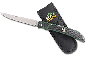 OUTDOOR EDGE Fish & Bone - Folding Fillet Knife with 5.0" 440A Stainless Steel Blade for Fish and Processing Big Game - Pocket Clip