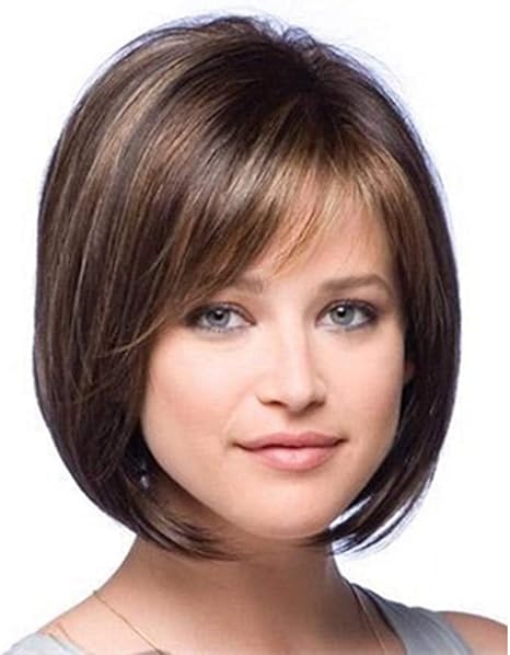 Novopus Perruque Femme Droit Marron Bob Coupe Carréavec