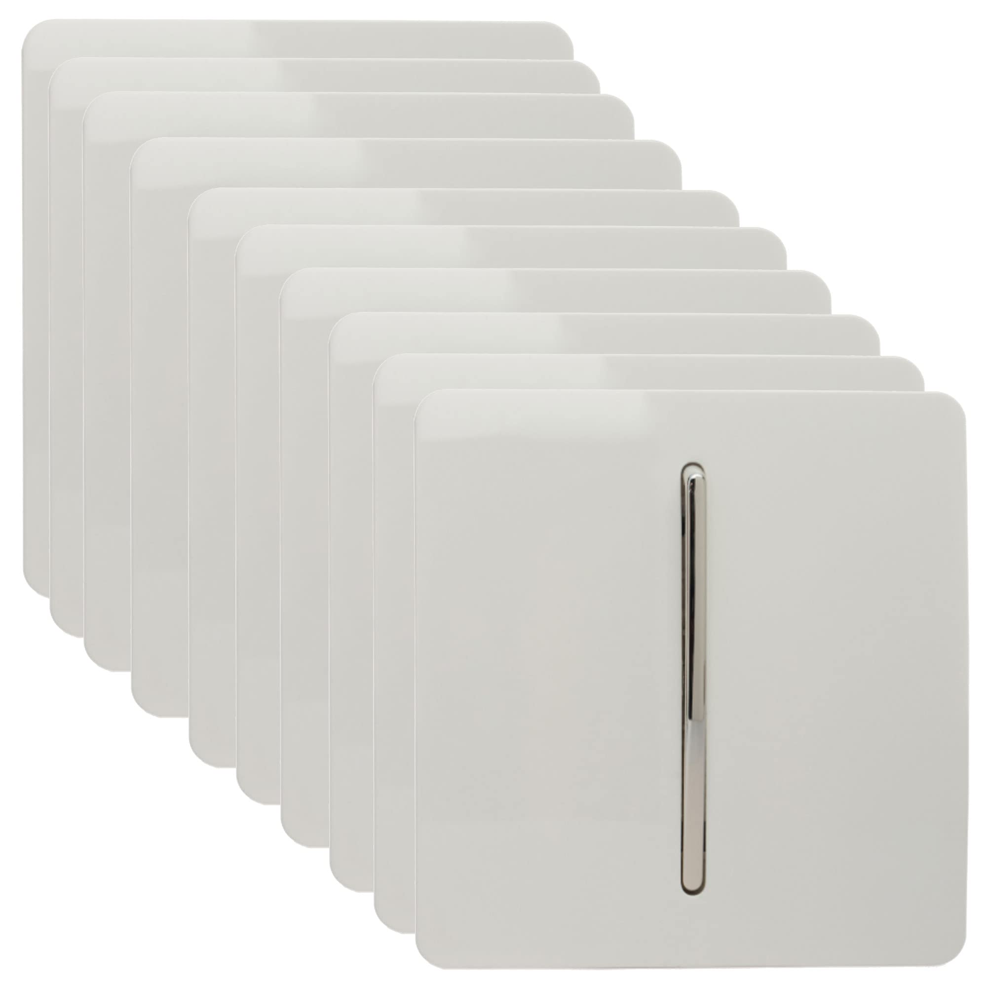 Pack of 10* Trendi 1 Gang 2 Way Artistic Modern Glossy 10 Amp Rocker Light Switch White ART-SS2WHx10