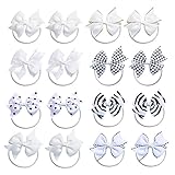 KOONY Baby Girls Hair Bow Elastic Ties Ponytail Holders Hair Bands 16pc (White)