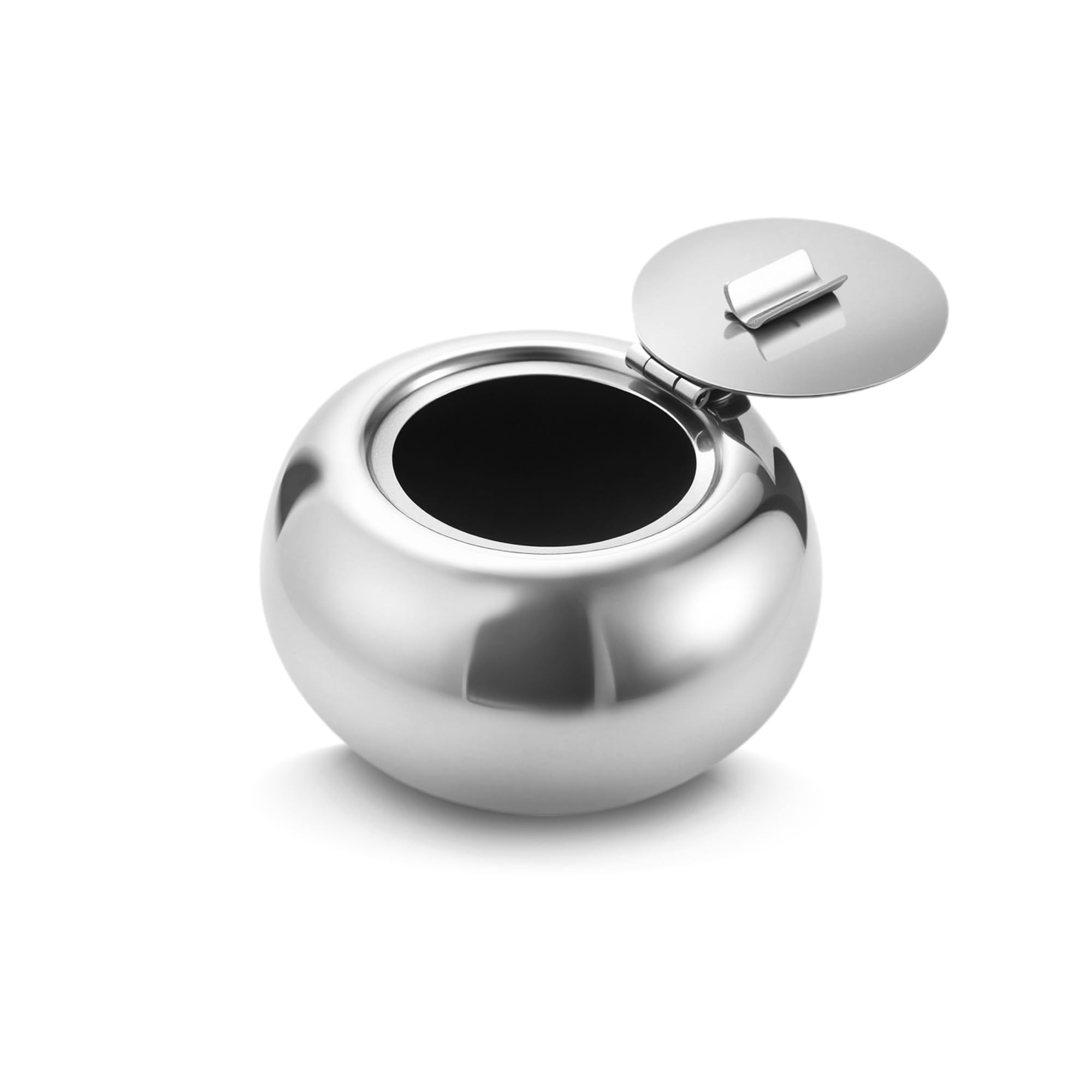 Ashtray with Lid, Stainless Steel Cigarette Ash Trays,Cigarette Ashtray Bin Windproof Design Ash Holder for Smokers Garden Bar Car Use, Silver