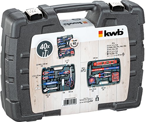 kwb Werkzeugkoffer aus robustem Hartkunststoff inkl. 40-tlg. hochwertigem Werkzeug-Set als perfekte Grundausstattung für… – Bild 4