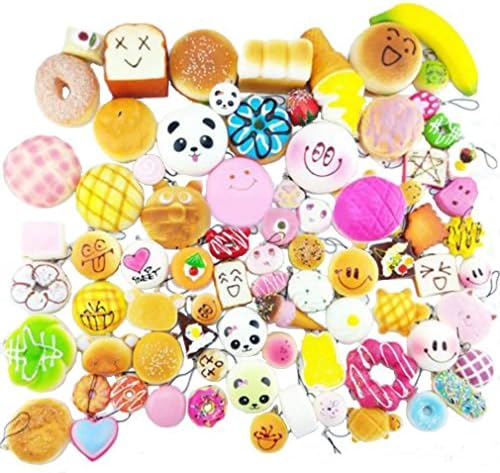 Random 30pcs Jumbo Medium Mini Soft Squishy Cake/Panda/Bread/Buns Phone Straps by Huastyle