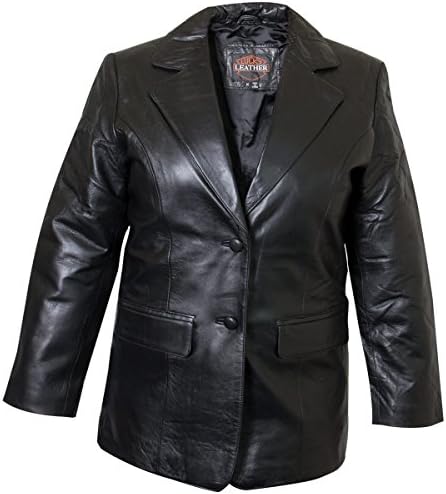 Ladies Lucky Leather 318 Lamb Skin Leather Blazer with Two Button Closure and F - Large