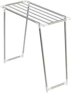 Wenko Wäschetrockner Profi Single, Wäscheständer extra schmal, für Balkon und Badewanne, 5,5 m Trockenlänge, Edelstahl rostfrei, 87 x 79 x 39 cm, matt