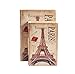 WaaHome Decorative Book Boxes Antique Eiffel Tower Faux Wood Leather Books Box For Gifts Home Decor, Set of 2