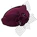 Lawliet Wine Red Women Fascinator Pillbox Felt Wool Hat Formal Dress Flower Veil A131