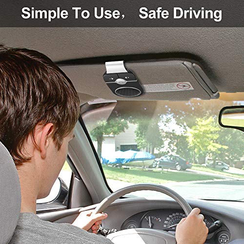 Car Hands Free Bluetooth for Cell Phone, Bluetooth 5.0 Handsfree Loud Speakerphone, Siri Google Assistant Support, Sun Visor Clip Wireless Music Player, Support Two Phone Connect - Thumbnail 6