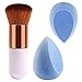 BEAKEY 2Pcs Makeup Sponge with 1Pc Kabuki Foundation Brush, Foundation Blending Sponge Latex-Free for Liquid Foundation