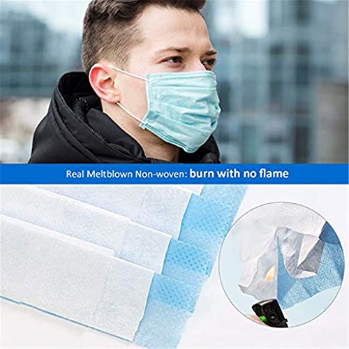 100Pcs Disposable 3 Ply Face_Masks, Face Bandanas Non-Woven Earloop Anti-Haze Suitable for Home School Office Outdoors Blue