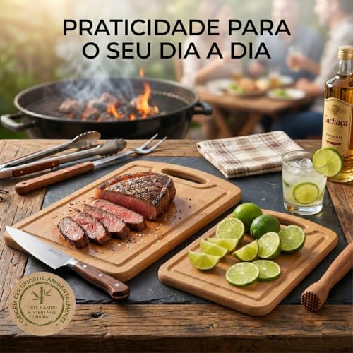Kit 2 Tábuas de Corte em MDF Alta Densidade com Alça 39,5x23,5cm e 33,5x23,5cm