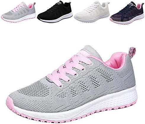 Womens Walking Hiking Sneakers Sports Tennis Shoes Breathable Athletic Running Shoes Lace Up Sneaker Sport Fitness for Women/Girl/Lady (US 5.5 / CN 35, Gray)