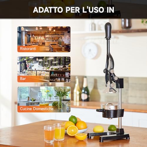 CO-Z Professional Manual Citrus Juicer Pomegranate Orange Lemon Squeezer with Steel Lever for Home, Restaurant, Bar (BK Steel)