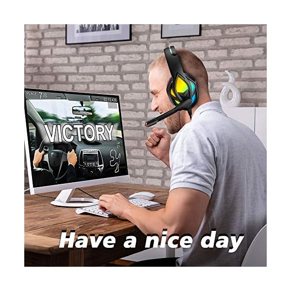 Gaming-Headset-for-PS4-PS5-Xbox-One-Stereo-Sound-Over-Ear-Headphones-with-Noise-Cancelling-Mic-Soft-Memory-Earmuff-PC-Gaming-Headphones-with-Colorful-LED-Light-35mm-Splitter-Cable-Included Gaming Headset for PS4 PS5 Xbox One, Stereo Sound Over Ear Headphones with Noise Cancelling Mic, Soft Memory Earmuff, PC…