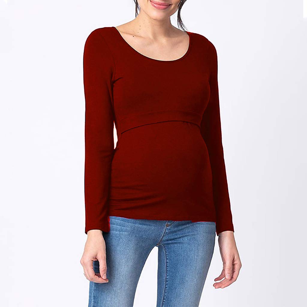 Allattamento Maglia Tinta Unita Elegante T Shirt Pullover maternità Donna  Maglione Magliette Premaman Primavera Magliette a maniche lunghe  urban-earth.co.uk