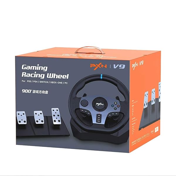 PXN GAMING RACING WHEEL V9 STEERING WHEEL 270/900° CAR SIMULATION WITH PEDAL AND SHIFTER, PADDLE SHIFTERS DRIVING WHEEL FOR PC, PS4, XBOX ONE, XBOX SERIES X|S, SWITCH