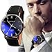 Pandaie Watch Luxury Fashion Faux Leather Mens Quartz Analog Watch Watches Black