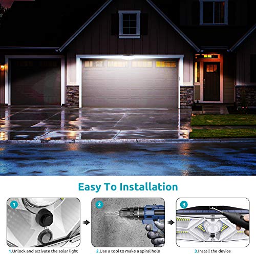 2PCS 104 LED Luce Solare Led Esterno, Lampade Solari a led da Esterno con Sensore di Movimento, 120ºIlluminazione Lampada Solare 3 Modalità Impermeabile Luci Solari per Esterno