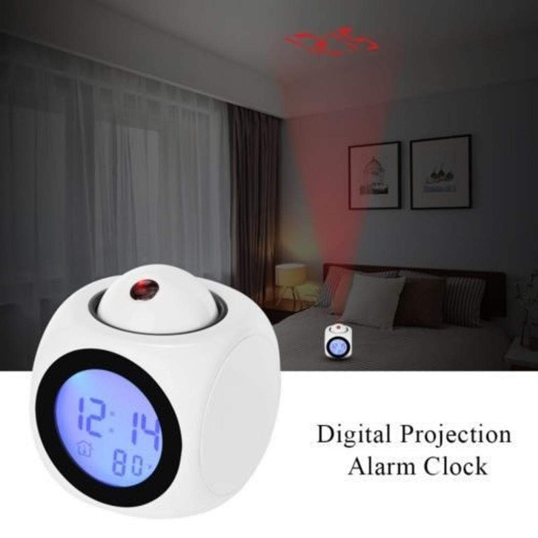 lazinem Multifunction LCD Projection Alarm Clock Time Temperature Display Clock Alarm Clocks