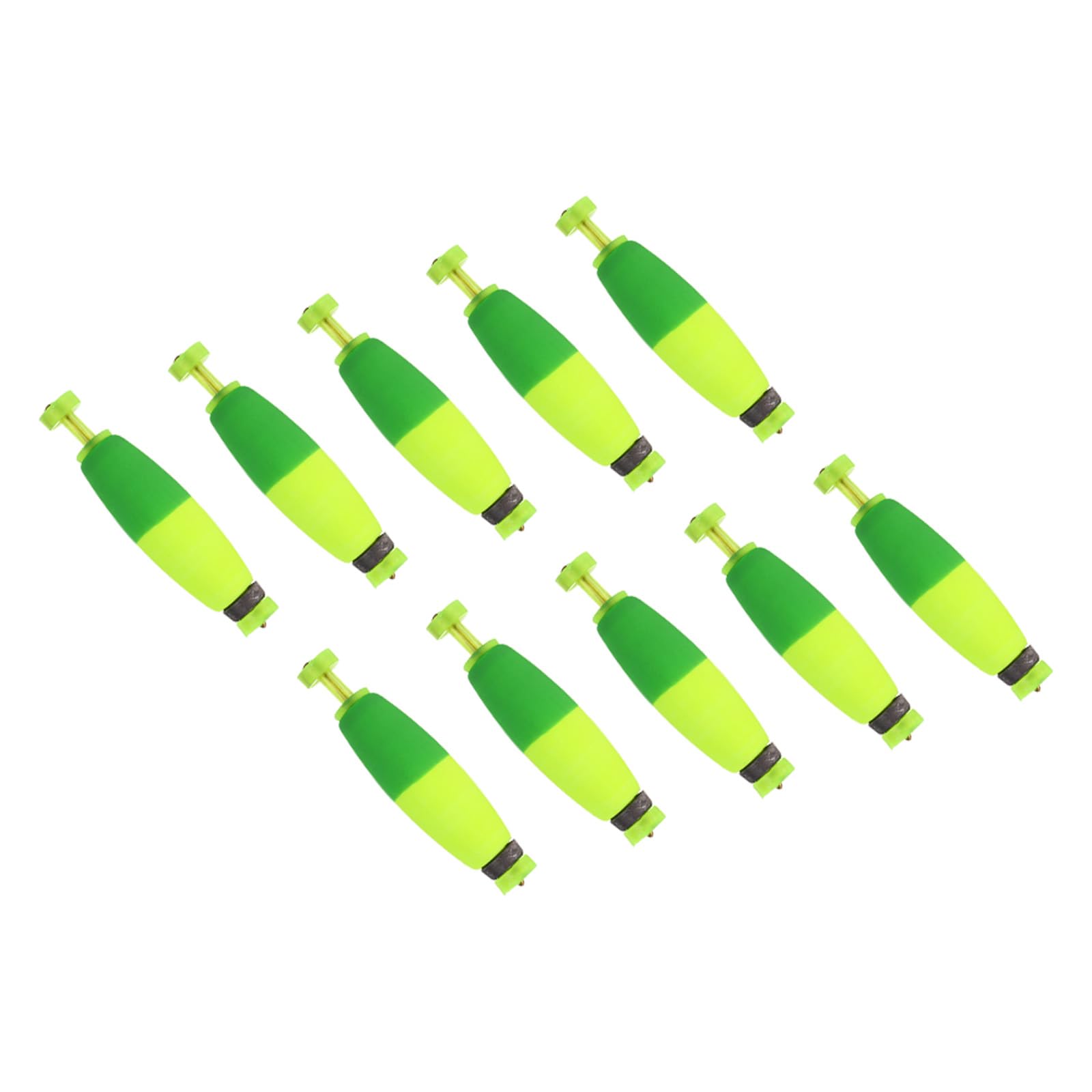 PATIKIL Fishing Bobbers Floats, 10Pcs 54x13mm EVA Spring Foam Floats Weighted Bobbers Buoy for Crappie Bass Trout, Green Yellow
