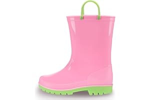 EUXTERPA Boys Girls Waterproof Rain Boots Kids Toddler Solid Color Boots with Easy On Handles