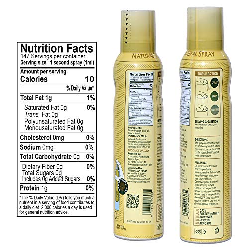 MANTOVA GHEE BUTTER SPRAY WITH OLIVE OIL AND AVOCADO OIL – HIGH IN NATURALLY BALANCED OMEGA FATTY ACIDS, PERFECT FOR HIGH-HEAT COOKING, BAKING, AND GRILLING, 5 FL OZ NON-AEROSOL SPRAY BOTTLE