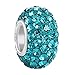 BoRuo Charms 925 Sterling Silver Czech Crystal Aquamarine Glass Ball Beads Spacers March Birthstone Solid Core Charm Fit All Bracelets.
