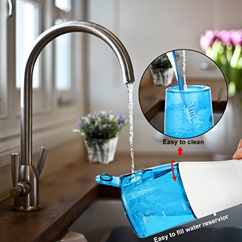 Water Flosser Detachable Water Tank with Drain Hole Keep the Motor Dry Rechargeable Oral Irrigator Waterproof Keegud Cordless Dental Flosser 3 Pressure Normal/Soft/Pulse 4 Tips Portable Bag For Travel