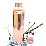 Prisha India Craft Pure Copper Water Bottle/Handmade Leak Proof Copper Vessel for Travel/JointFree Insulated Copper Thermos with Ayurvedic Health Benefits, 30 Ounce