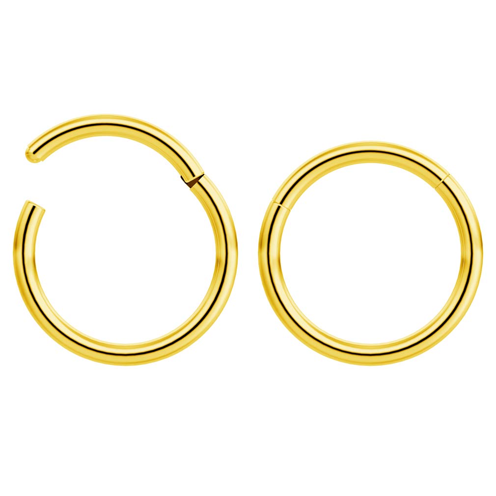 Bling Piercing 2pc 1mm 18g Hinged Clicker Captive Bead Ring Gold 8mm Helix Earring Nose Hoop Rook Cartilage Tragus Lip Septum Forward Eyebrow Ear Lobe Nostril Rings Seamless Surgical Steel