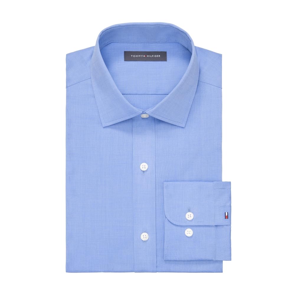 Tommy Hilfiger Men’s Dress Shirt Regular Fit Essentials French Blue