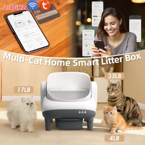 Automatic Cat Litter Box Self Cleaning for Cats, Litiere Pour Chat Autonettoyan, Large Top Entry Smart Litter Box with APP Control, Pedal Mat, Bags,15-Day Odor-Free,Robot Box Safe for Cat,Low Noise