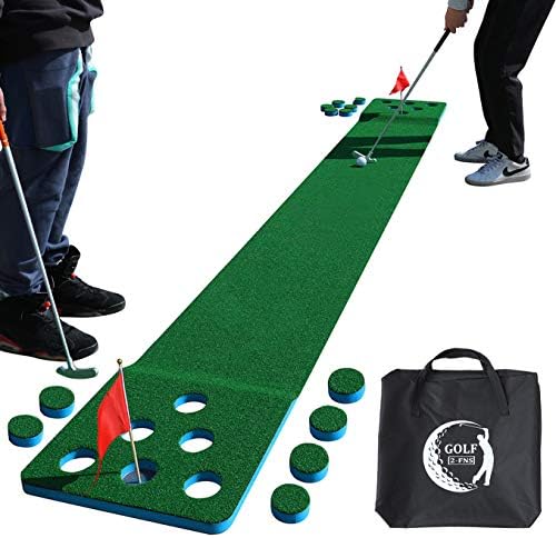 2-FNS Golf Putting Game Set, 11.5 Feet Golf Putting Green Mat with 4 Golf Balls and 1 Portable Bag for Indoor Outdoor Home Office Backyard Fun 2-FNS Golf Putting Game Set, 11.5 Feet Golf Putting Green Mat with 4 Golf Balls and 1 Portable Bag for Indoor Outdoor Home Office Backyard Fun