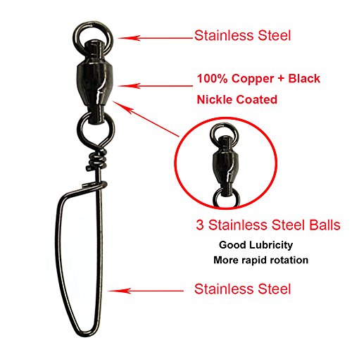 AGOOL Ball Bearing Fishing Swivel Stainless Steel High Strength with
