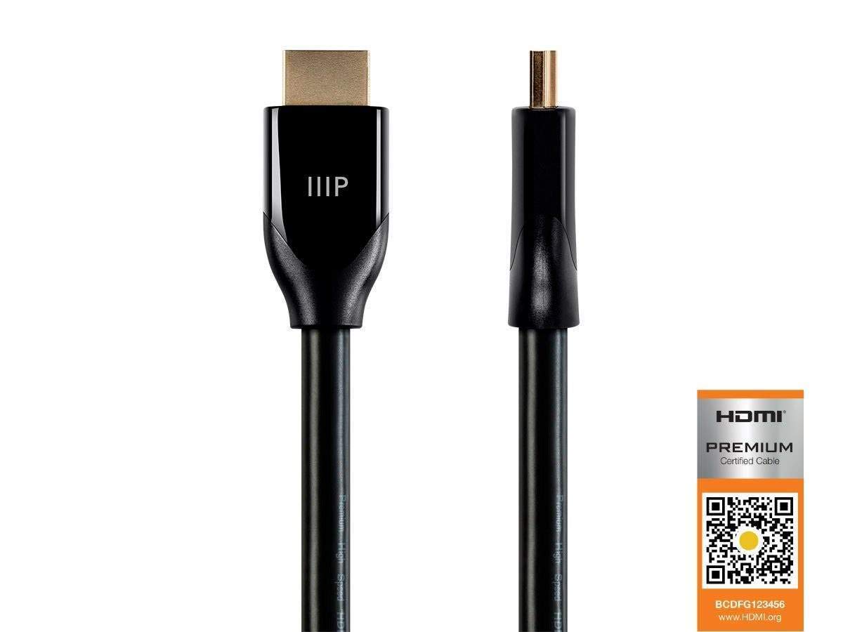 Monoprice 4K Certified Premium High Speed HDMI Cable - 4K60Hz, 18Gbps, HDR, 15ft, Black