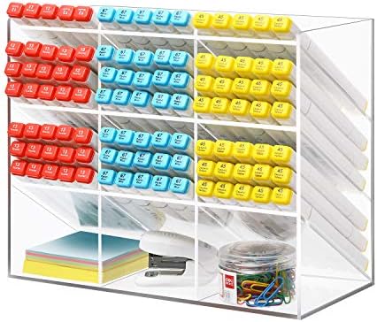 Marbrasse Acrylic Pen Holder, Clear Desk Organizer with 12 Compartments, 400+ Pencil Holder Capability,Pen Organizer for Desk, Desktop Stationary Organizer for House Workplace Faculty Artwork Provides Storage