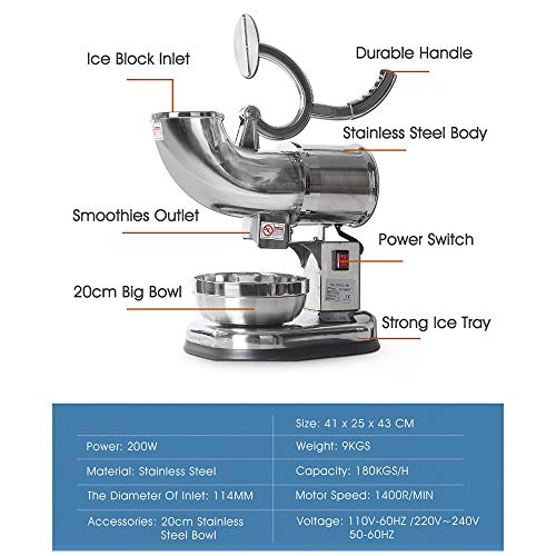 XUMI Eiscrusher, EIN-Schlüssel-Eiscrusher Maschine Schneekugel Maschine Edelstahl Smoothie Becher Eiscreme Caker Maker… – Bild 5