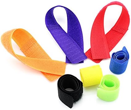 Topix Rainbow Color Reusable Fastening Velcro Wire Cable Ties with Microfiber Cloth - Assorted 7 Color (Multicolor, 21pcs)