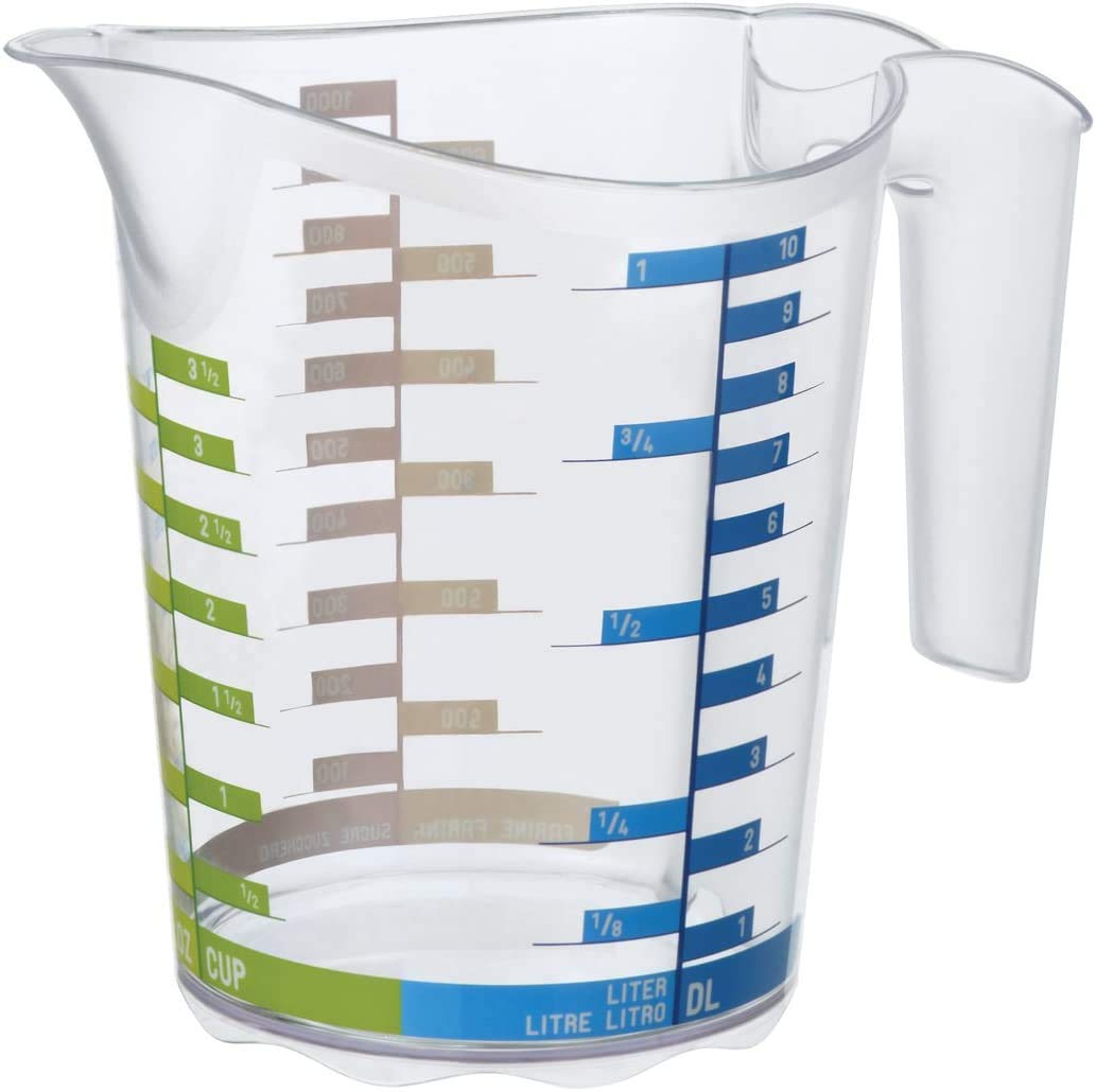 Rotho, Domino, Measuring cup 1 l, Plastic (PP) BPA-free, transparent, 1l (18,5 x 12,4 x 15,7 cm)