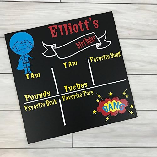 Personalized Birthday Chalkboard Sign- Superhero Design