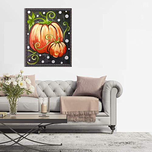 5D Diamond Painting Full Drill, 16"X12" Pumpkin Halloween DIY Diamond Painting by Number Kits, Rhinestone Crystal Drawing Gift for Adults Kids, 40x30cm Mosaic Making Art Painting for Wall Decoration - Thumbnail 2