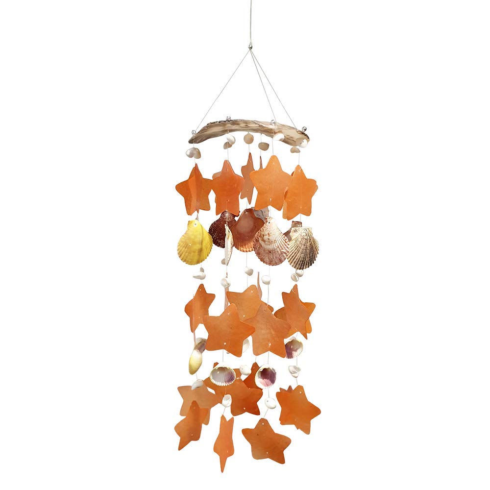 VIE Naturals Capiz & Seashell Windchime 55 cm hanging height Orange (Orange)