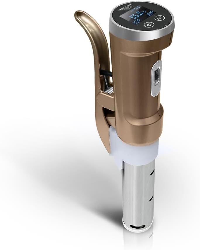 NutriChef Ultra-quiet Sous Vide Precise Cooker - 1200 Watt Thermal Immersion Circulator, Accurate Time and Temperature Digital LCD Display, Stainless Steel - Use with Ziplock Bags