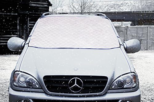 Magnetic Car Windshield Cover: Winter, Snow, Frost, Ice Guard; Inside Strap, Cover Wings, Mirror Elastics Hold The Cover Securely - (Large) By JiGMO / With 2 Mirror Covers and Carry Bag