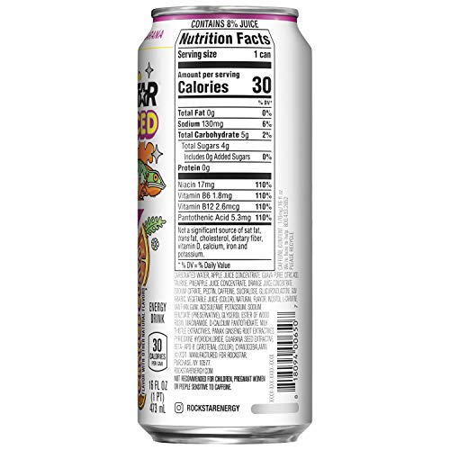 Rockstar Juiced Energy Drink, Pineapple Orange Guava, with Caffeine and