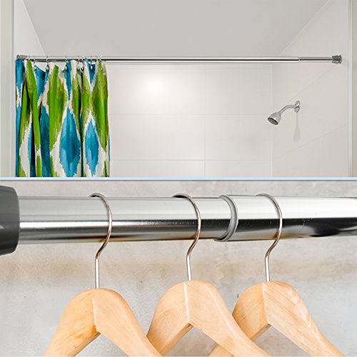 casa pura Tension Shower Rod | Classic Polished Chrome Adjustable Shower Curtain Rod | Chrome - 41" to 70" in - Thumbnail 6