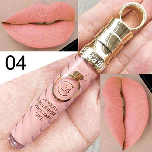 Poluck Matte+ Metallic Liquid Lipstick Waterproof Smooth Long Lasting 24 Hours Beauty Lip Gloss (D)